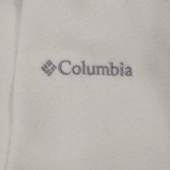 Columbia Sportswear Full Zip Fleece Jacket Womens Size Medium White Gray Pockets - Picture 7 of 16